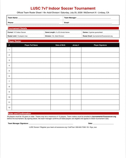 LUSC 7v7 Indoor Soccer Tournament